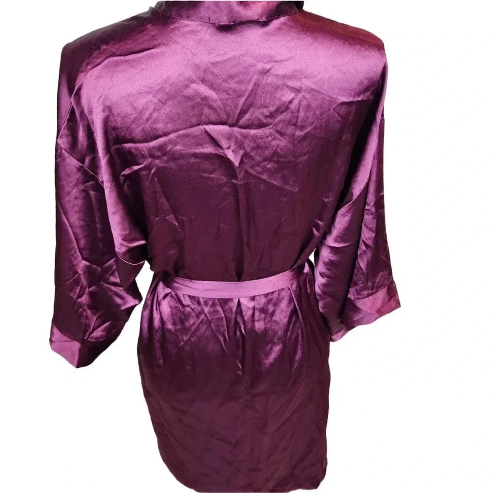 Victoria's Secret Maroon Satin Kimono Robe XS